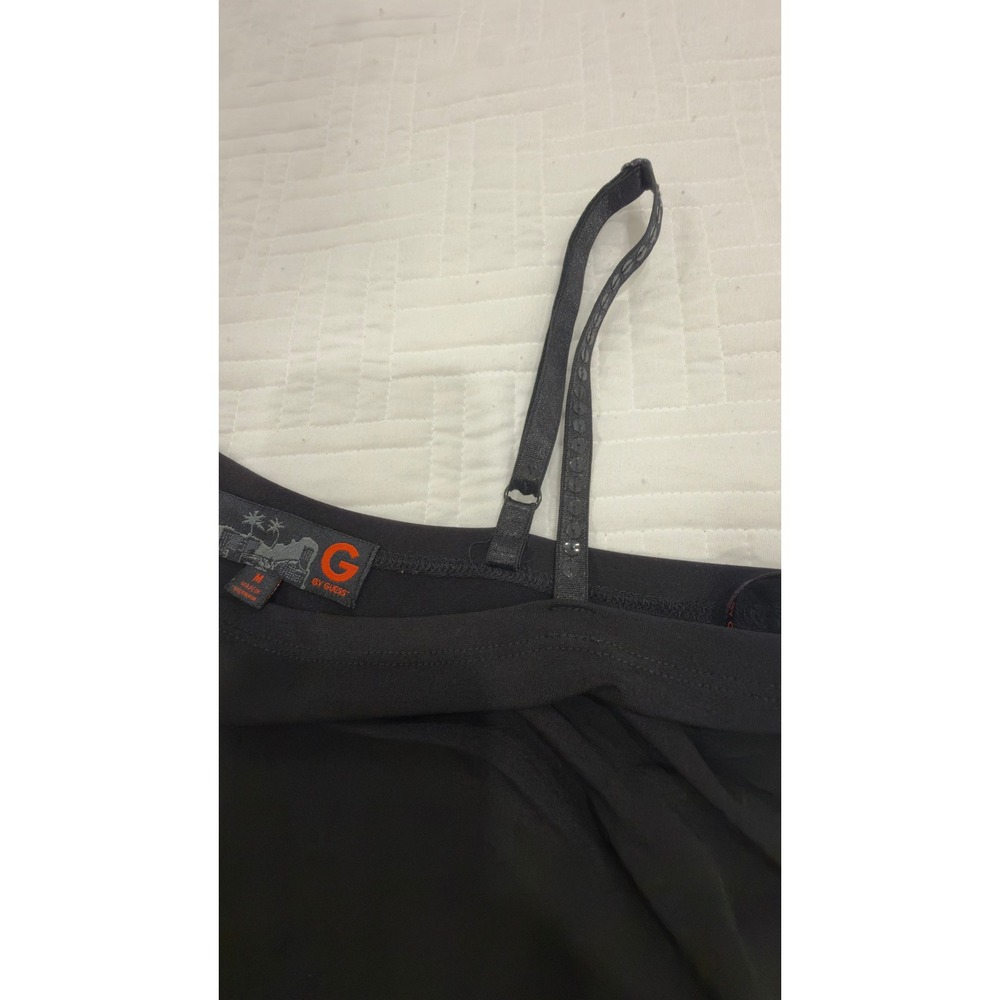 G by GUESS Black One Shoulder Ruched Mini Dress Flutter Sleeve R11K0400000 M - Picture 4 of 6